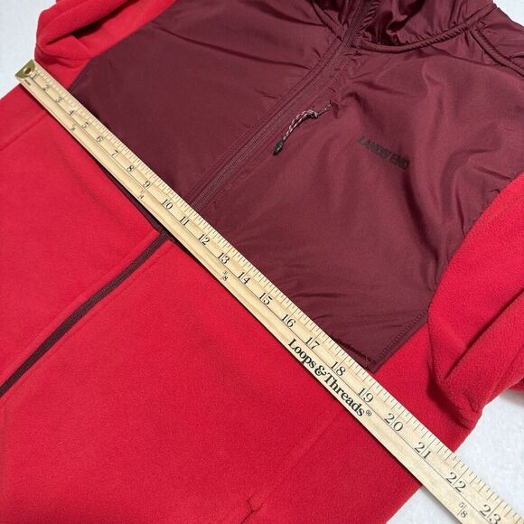 Lands End Men Full Zip Fleece Jacket M Rich Red T200 Outdoor Midweight Hiking - Picture 14 of 15